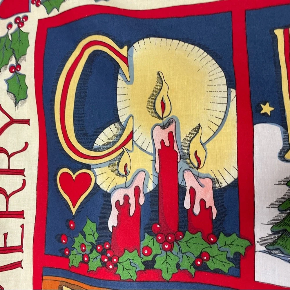 Vintage 90s Christmas Quilt Panel Set of 2 Angel Cut and Sew Santa Reindeer #K33